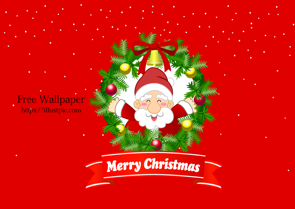Santa Claus and Christmas Wreath