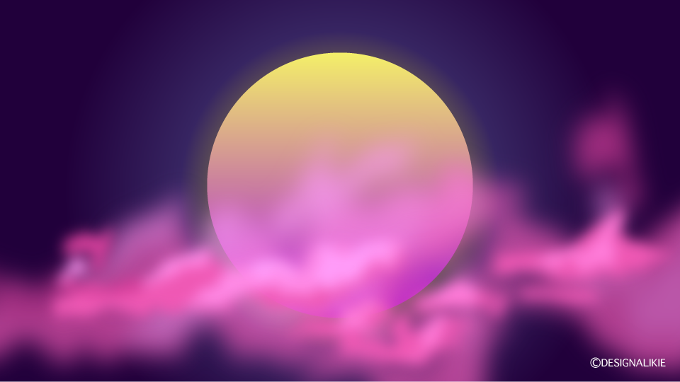 月とピンク雲