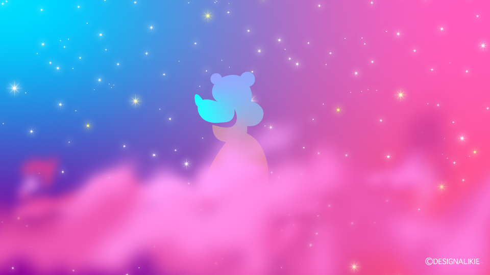 クマとピンク雲