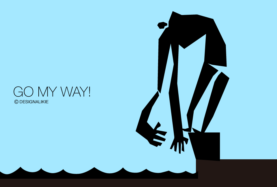 Swimming man silhouette