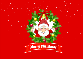 サンタとクリスマスリース