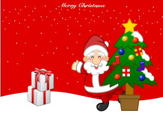 サンタとクリスマスツリー
