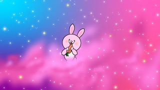 ウサギとピンク雲